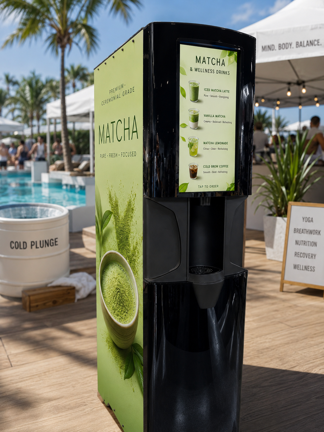 Sylf dispenser serving a matcha beverage experience