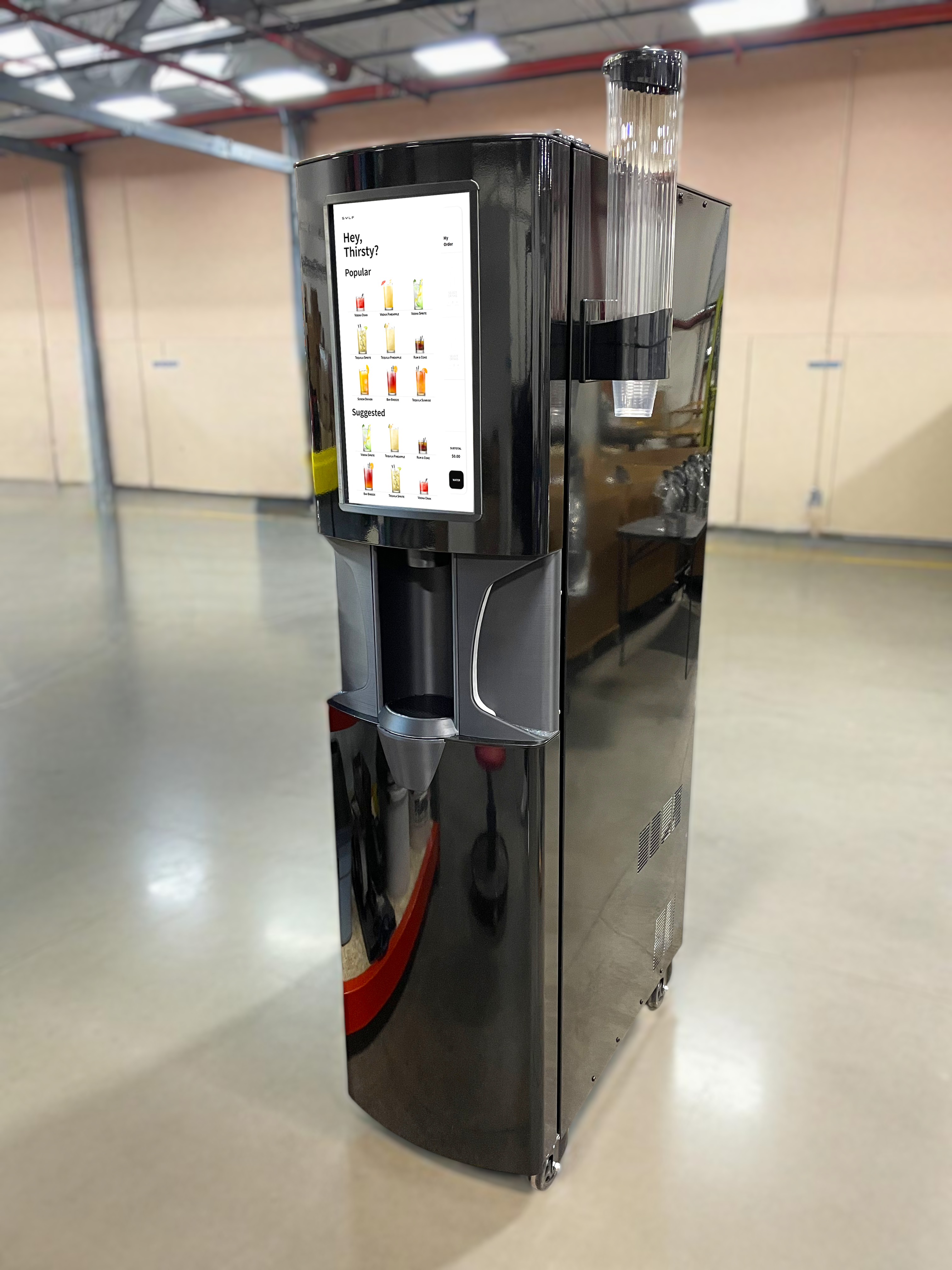 Wide shot of the Sylf dispenser in a live venue environment